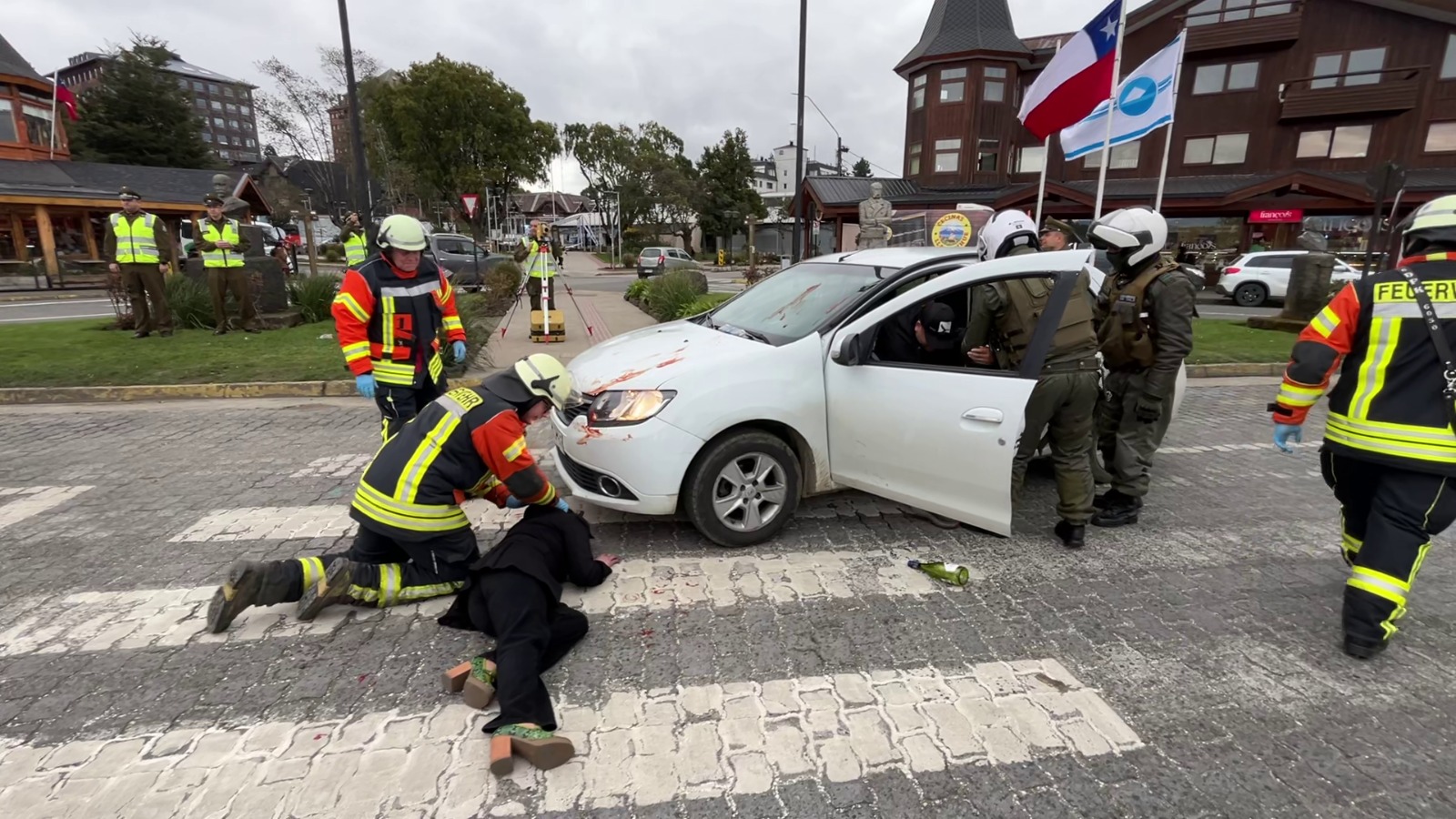 En Puerto Varas con simulacro de accidente se llama a la comunidad a prevenir accidentes de tránsito en Fiestas Patrias