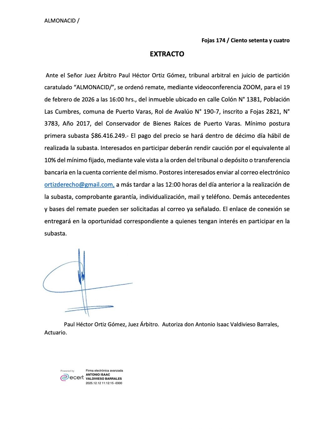 Avisos Legales Diario Puerto Varas