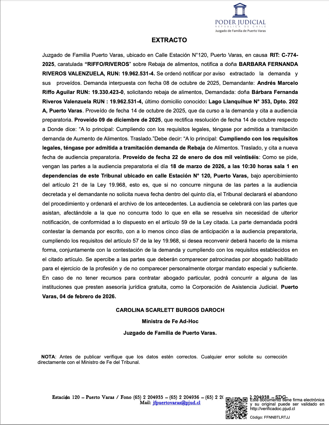 Avisos Legales Diario Puerto Varas